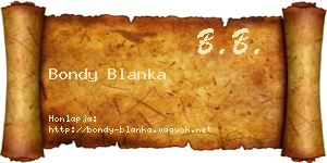 Bondy Blanka névjegykártya